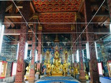 Thai Buddha Lanna Style In The Monastery Hall At Ming Mueang Temple In Nan Province, Thailand