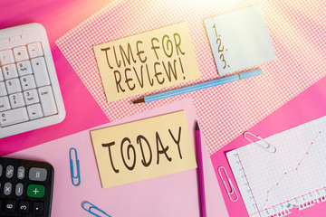 Wall Mural - conceptual hand writing showing time for review. concept meaning review of a system or situation in 