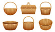 Wicker basket vector realistic set icon. Vector illustration basketry on white background. Isolated realistic set icon wicker basket .