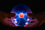 Fototapeta  - male hands with magic fire ball