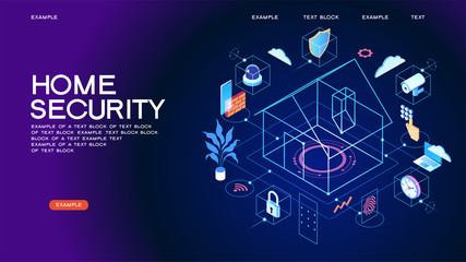 Wall Mural - security control concept. secure infographic. concept with technology system. 3d isometric vector il