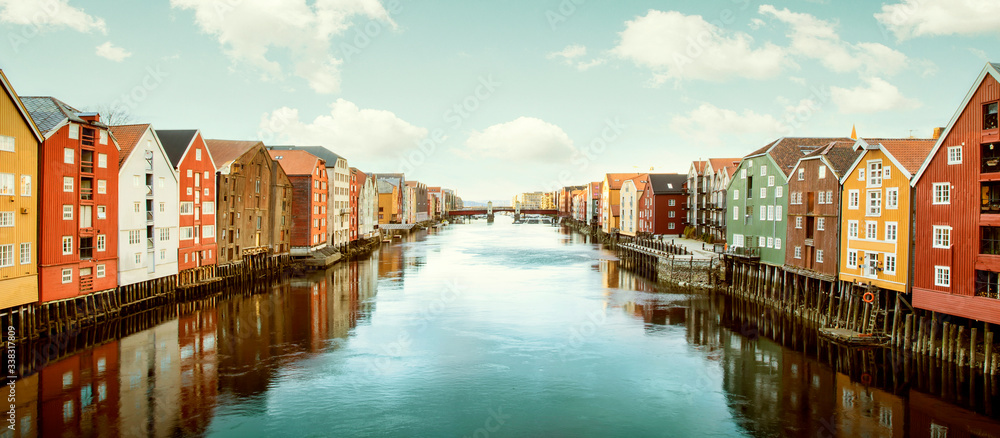 Panorama of Trondheim, Norway - obrazy, fototapety, plakaty 