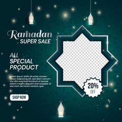 Wall Mural - Ramadan Kareem Social Media Banner Template Design