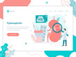 Pyelonephritis. Doctors conduct medical research for kidney inflammation. Web page template. Medical flat vector illustration.