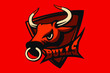 Hand drawn sport team mascot logo design. T-shirt print illustration. Bull.