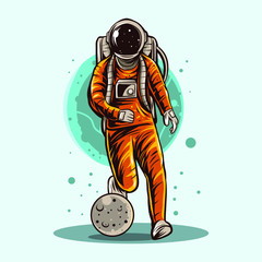 Wall Mural - astronaut football vector illustration design