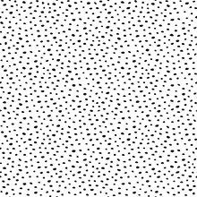 Background Polka Dot. Seamless Pattern. Random Dots, Snowflakes, Circles. Design For Fabric, Wallpaper. Irregular Chaotic Abstract Texture With Messy Dots Tiled. Repeating Hand Drawn Chaotic Dots