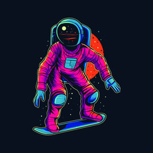 Astronaut Skating Vector Illustration Design