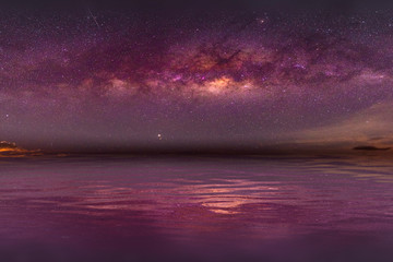 Wall Mural - night scenery with colorful and light yellow milky way full of stars in the sky in summer beautiful 