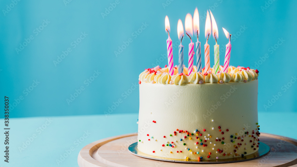 birthday cake with candles Stock Photo | Adobe Stock