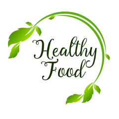 Canvas Print - Healthy Food Lettering in Round Frame vector