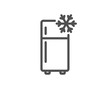 Single chamber refrigerator line icon. Fridge sign. Freezer storage symbol. Quality design element. Editable stroke. Linear style refrigerator icon. Vector