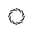 Vector arrows in a circle, vicious circle, infinity sign, reloader icon, black sign isolated on white background.
