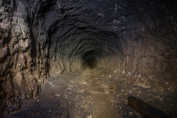 underground abandoned bauxite ore mine tunnel