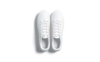 Wall Mural - Blank white soccer boots pair mockup, top view