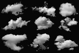 Fototapeta Niebo - Set of clouds white for design on a isolated  black background.