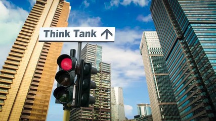 Wall Mural - Street Sign the Way to Think Tank