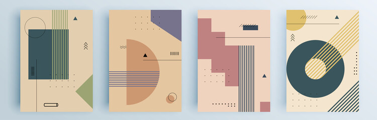 Wall Mural - Modern abstract covers set, minimal covers design. Colorful geometric background, vector illustration.