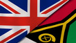 The flags of United Kingdom and Vanuatu. News, reportage, business background. 3d illustration