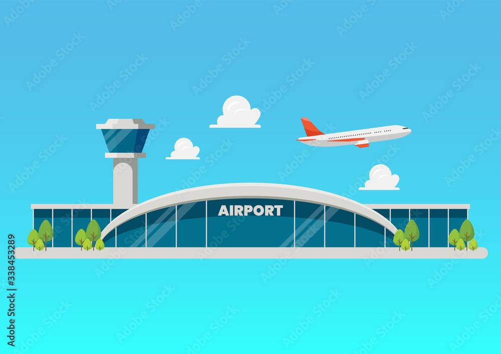 Airport building flat style illustration Stock Vector | Adobe Stock