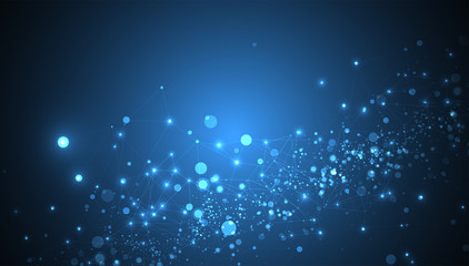 abstract polygonal vector science background with connecting dots and lines.