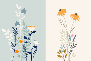 Wall Mural - set of floral background. vector illustration for graphic and web design, marketing material, social
