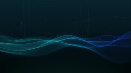 Poster - beautiful abstract wave technology digital network background with blue light digital effect corporate concept