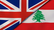 The flags of United Kingdom and Lebanon. News, reportage, business background. 3d illustration