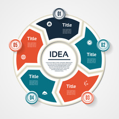 Wall Mural - Vector progress background. Template for diagram, graph, presentation and chart. Business concept with 5 options, parts, steps or processes. Abstract background. eps 10