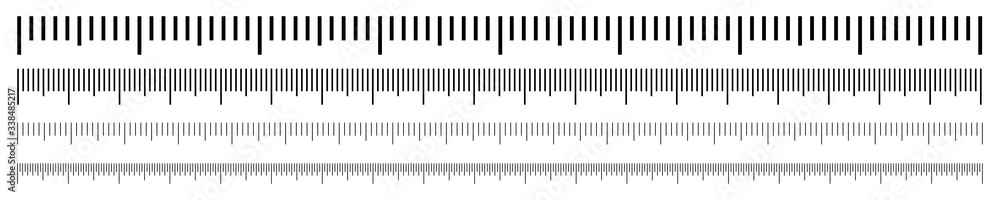 Rulers Inch and metric rulers. Measuring tool. Centimeters and inches measuring scale cm metrics indicator. Measurement scale, markup for a ruler. Vector set isolated - obrazy, fototapety, plakaty 