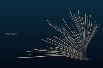 Poster - Abstract vector background golden lines flowing like flower on dark teal blue in luxury style.