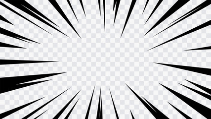 Wall Mural - abstract comic book flash explosion radial lines on transparent background. vector illustration supe
