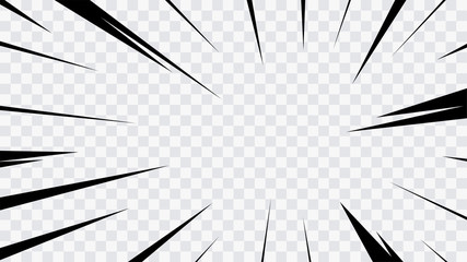 Wall Mural - abstract comic book flash explosion radial lines on transparent background. vector illustration supe