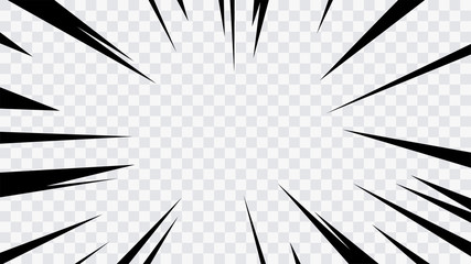 Wall Mural - abstract comic book flash explosion radial lines on transparent background. vector illustration supe