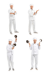 Canvas Print - Set with handsome male chef on white background