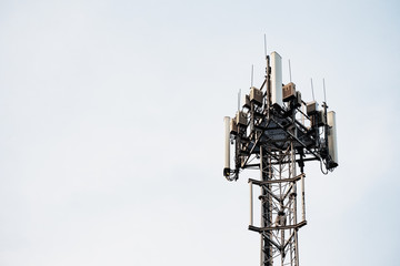 communication tower on the blue sky