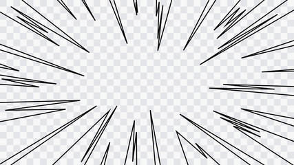Wall Mural - abstract comic book flash explosion radial lines on transparent background. vector illustration supe