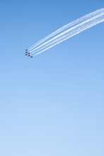 Blue Angels Flying In Formation Over San Francisco Bay, CA, USA, Aerial Show, October 6, 2018