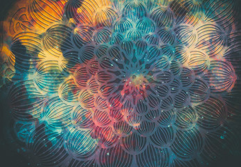 Wall Mural - abstract ancient geometric with star field and colorful galaxy background, watercolor digital art pa