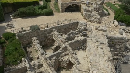 Wall Mural - JERUSALEM, ISRAEL - MAY 18, 2016: View of the archaeological finds in courtyard of the Tower of David located near the Jaffa Gate entrance of the Old City.