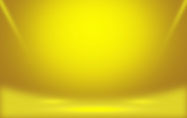 Wall Mural - abstract yellow studio room background with spotlight and empty space.