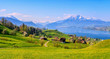 Lake Lucerne and Mount Pilatus in spring time, Switzerland