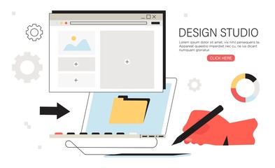 Wall Mural - web page creation, mobile application development for business, company, start up. concept of landin