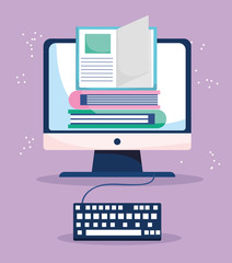 education online, computer ebooks and keyboard study