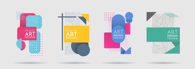 Wall Mural - vector illustration. modern art graphic. minimalist geometric frame stylish. halftone color. flat sh