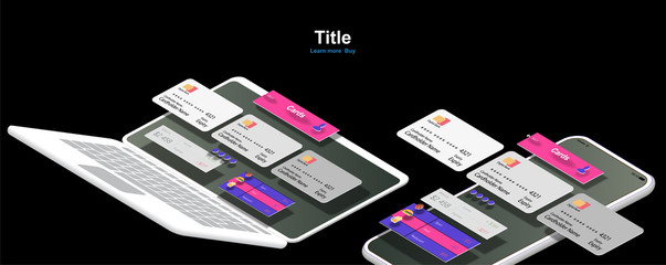 User interface of the banking service page of the app on the mobile phone and laptop screen