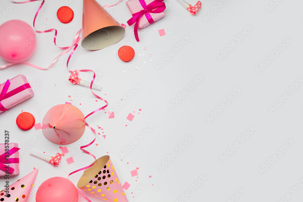 Birthday composition on light background