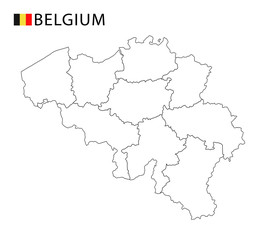 Naklejka na meble Belgium map, black and white detailed outline regions of the country.