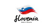 Made in Slovenia handwritten flag ribbon typography lettering logo label banner