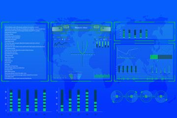green arrow graphic going up on a blue technological background, concept of economic development, te